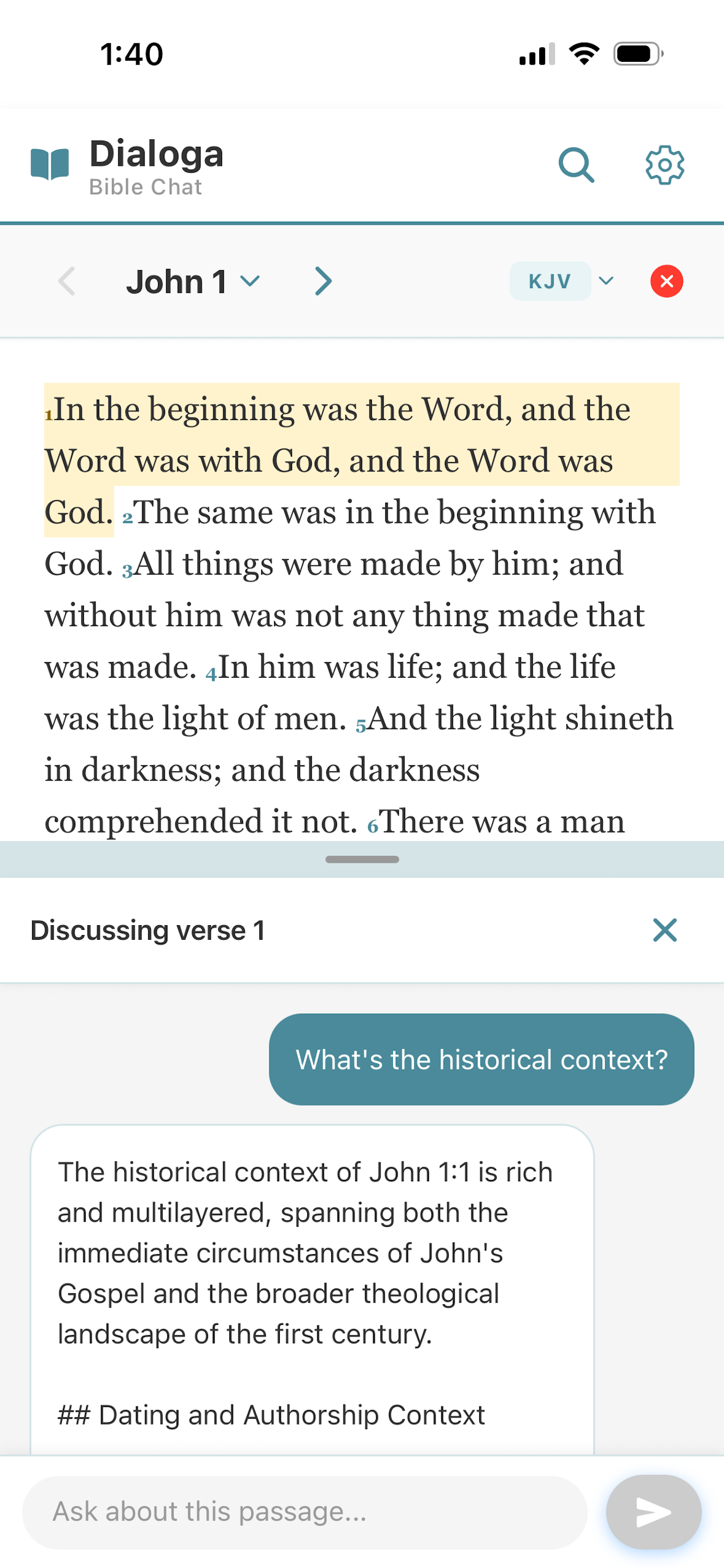 AI conversation about a Bible verse